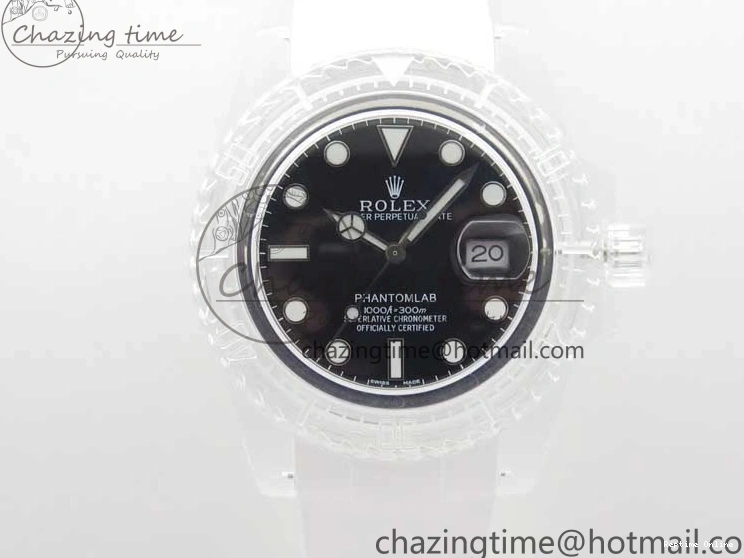 0112 Submariner Phantomlab Transparent KZF Best Edition Black Dial on White Rubber Strap VR StreetReady 2567